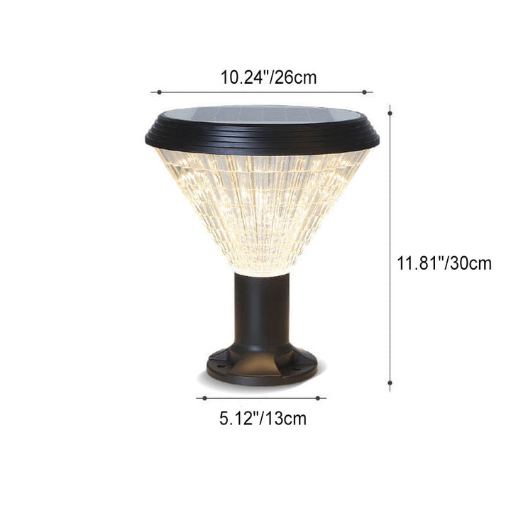 Moderne schwarze Solar-Säule aus Aluminiumguss mit Glas für den Außenbereich, wasserdicht 