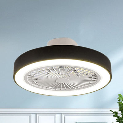Modern Minimalist Solid Color Iron Copper LED Flush Mount Ceiling Fan Light