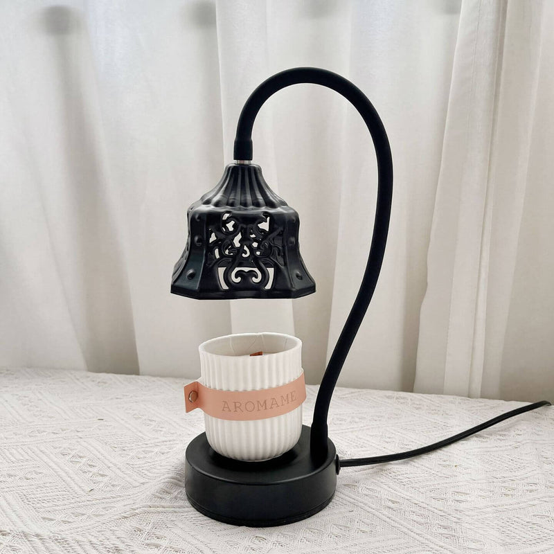Lámpara de mesa de cera derretida de 1 luz de metal con diseño redondo hueco estilo europeo 