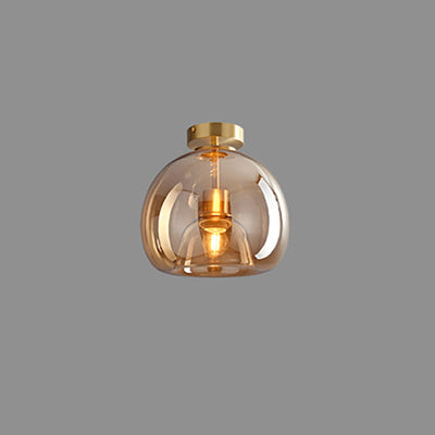 Nordic Light Luxury Round Glass Ball 1-Light Semi-Flush Mount Ceiling Light