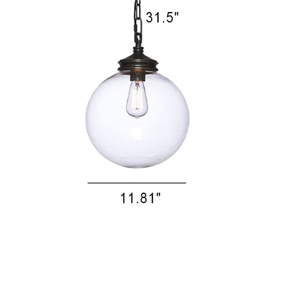 Vintage Minimalist Clear Glass Orb 1-Light Pendant Light