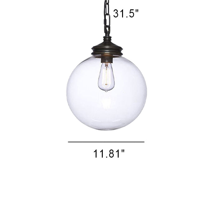 Vintage Minimalist Clear Glass Orb 1-Light Pendant Light