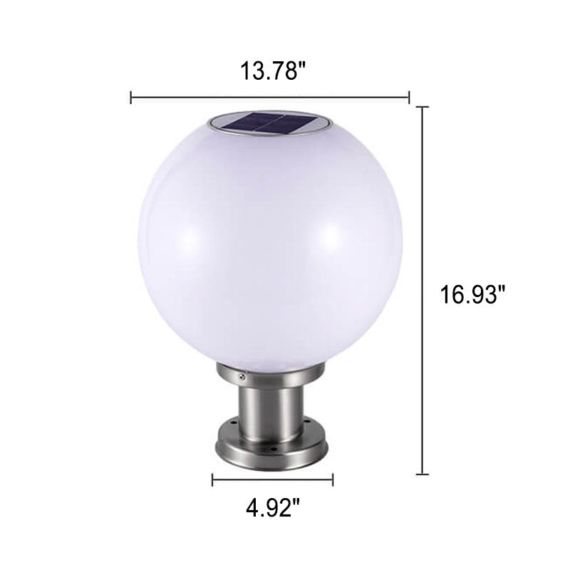 Lampe LED solaire à tête ronde en acier inoxydable et acrylique, luminaire décoratif d&