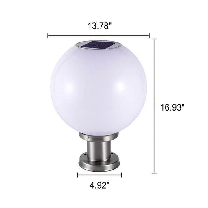 Lampe LED solaire à tête ronde en acier inoxydable et acrylique, luminaire décoratif d&
