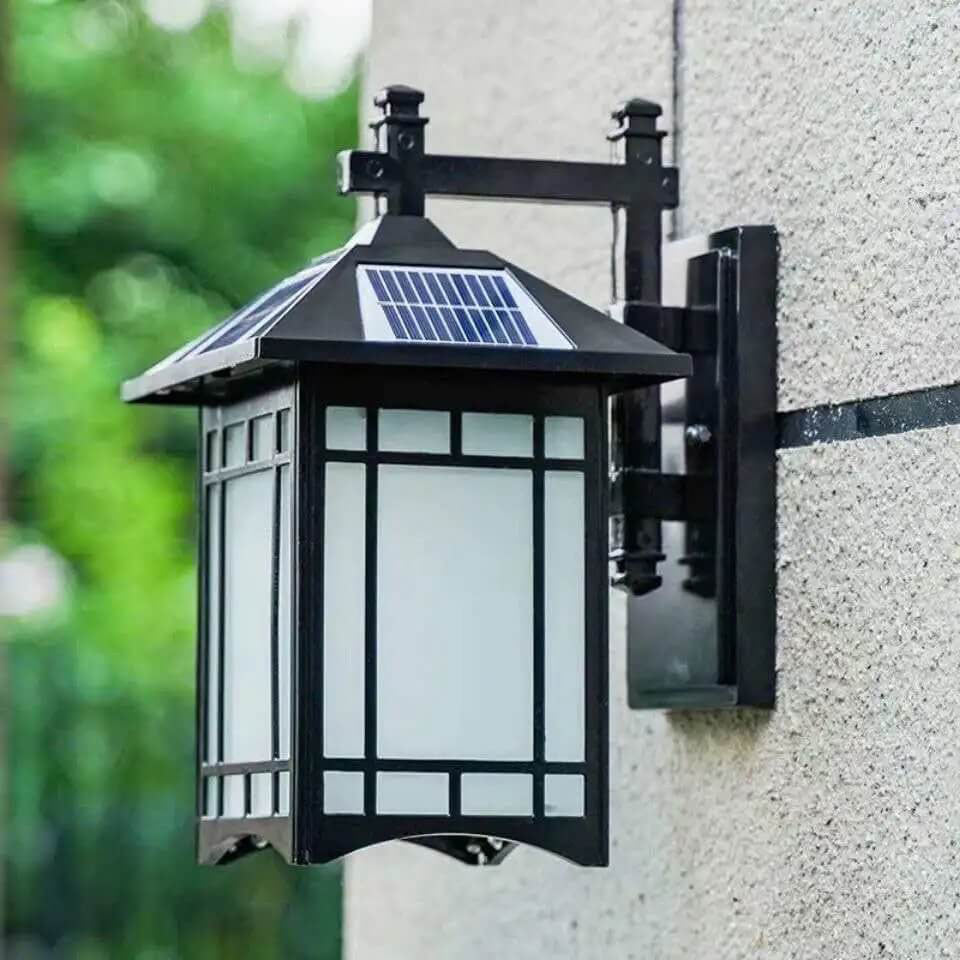 Lampe murale 1 lumière en forme de pavillon chinois en aluminium solaire étanche moderne 