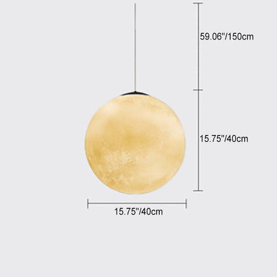 Contemporary Creative Moon Resin Fiber 1-Light Pendant Light For Bedroom