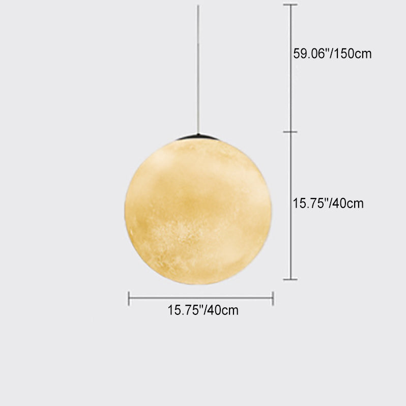 Contemporary Creative Moon Resin Fiber 1-Light Pendant Light For Bedroom