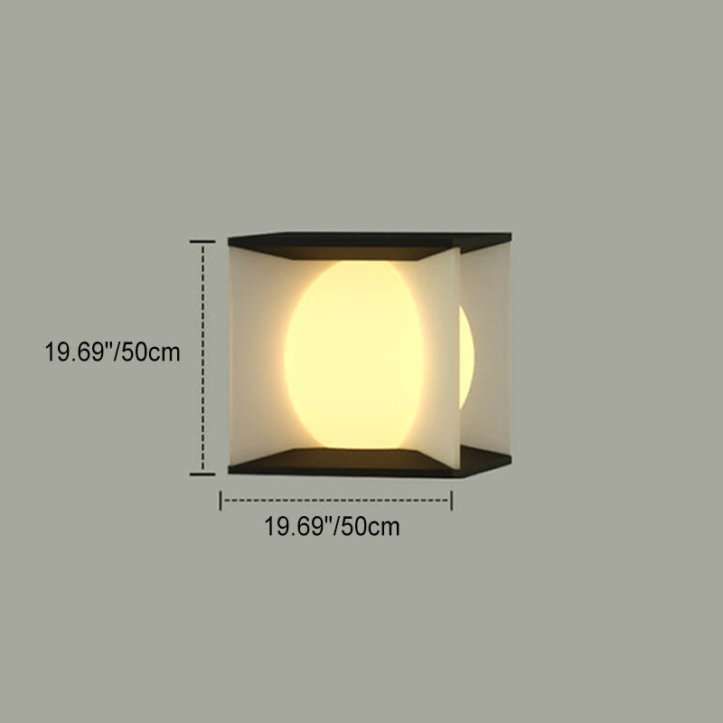 Outdoor Simple Square Acrylic Ball Design Post Head LED Patio Waterproof Landscape Light