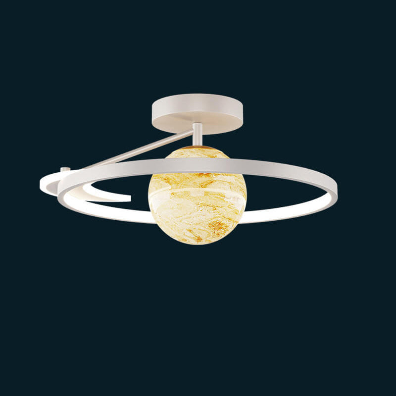 Modern Space Planet Globe LED Semi-Flush Mount Ceiling Light