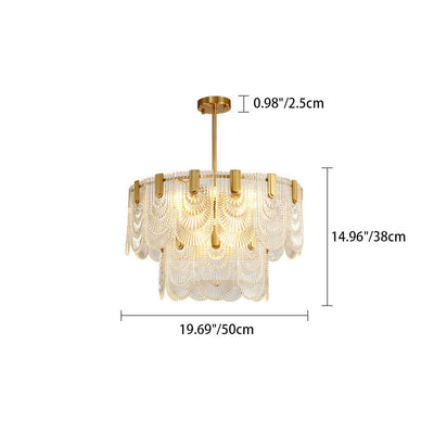Lustre Moderne Rond en Verre à Double Couche de Luxe avec 6/9 Lumières pour Salon 