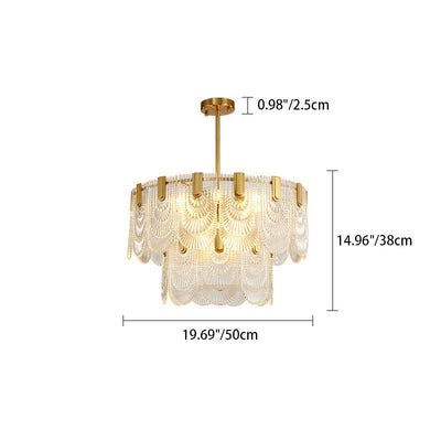 Modern Luxury Round Double Layer Glass Iron 6/9 Light Pendant Light For Living Room