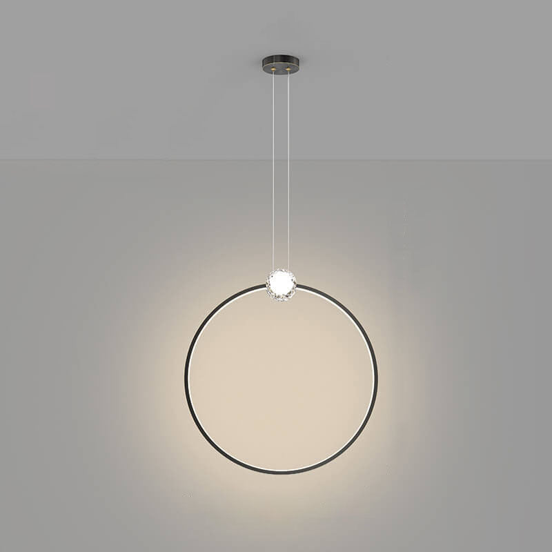 European Light Luxury Round Copper Crystal LED Pendelleuchte 