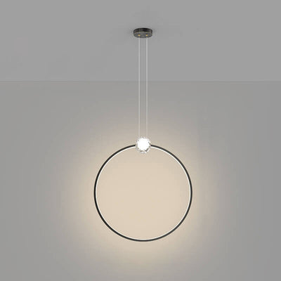 European Light Luxury Round Copper Crystal LED Pendant Light