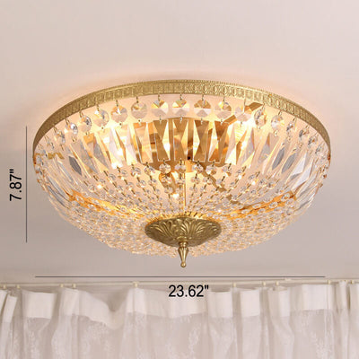 All Copper Classic Country Style Crystal 6-Light Flush Mount Light