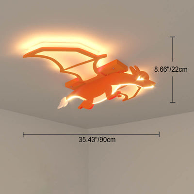 Childlike Cartoon Acrylic Fire-Breathing Dinosaur LED Flush Mount Ceiling Light