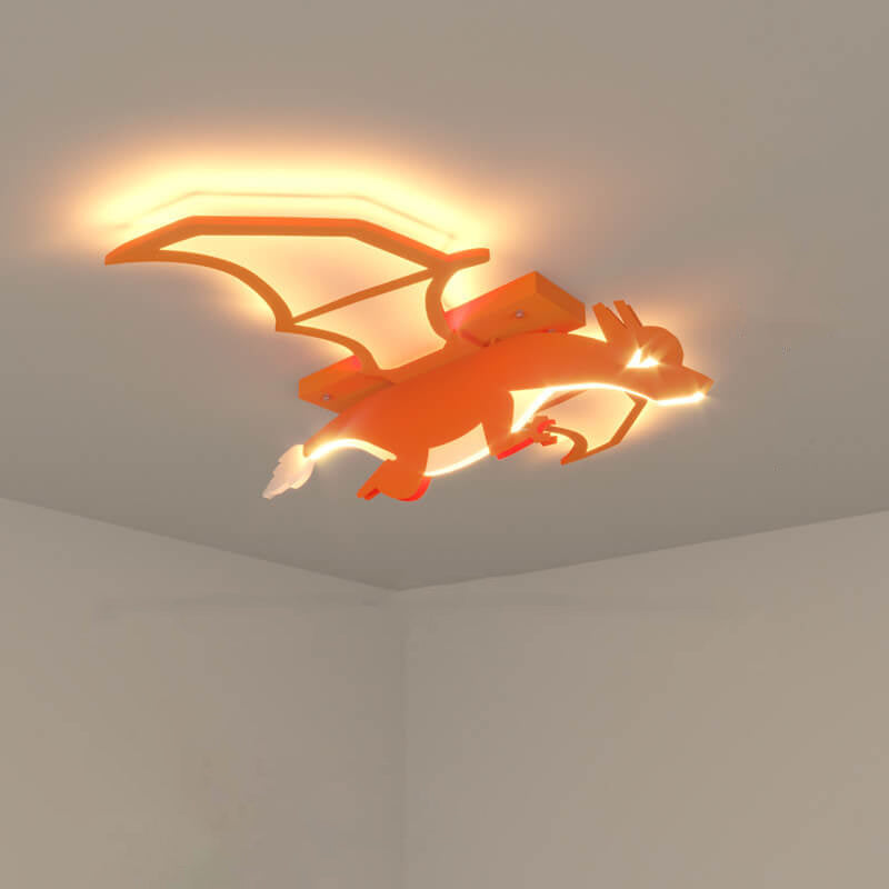 Childlike Cartoon Acrylic Fire-Breathing Dinosaur LED Flush Mount Ceiling Light