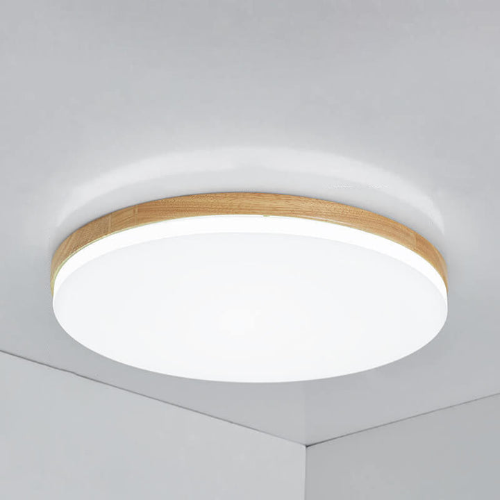 Nordic Simplicity Massivholz runde PVC LED-Deckenleuchte zur bündigen Montage 