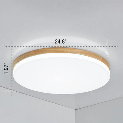 Nordic Simplicity Massivholz runde PVC LED-Deckenleuchte zur bündigen Montage 