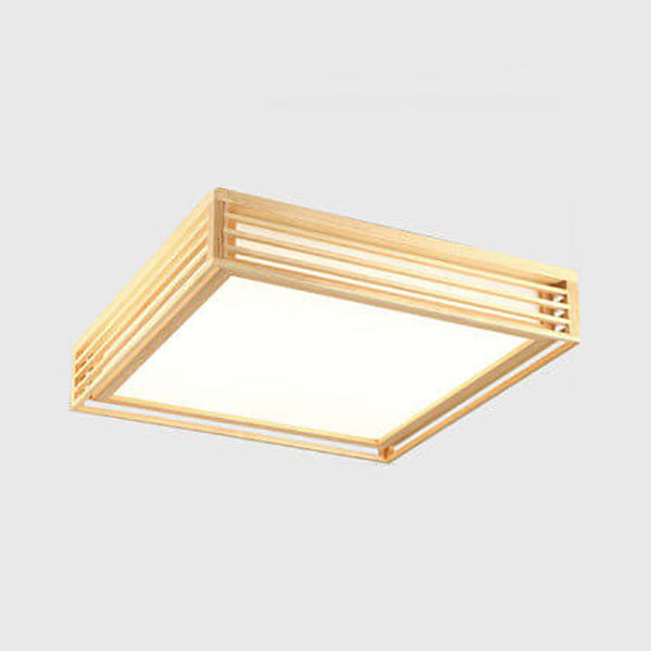 Nordic Solid Wood Square LED Japanese Tatami Flush Mount Ceiling Light