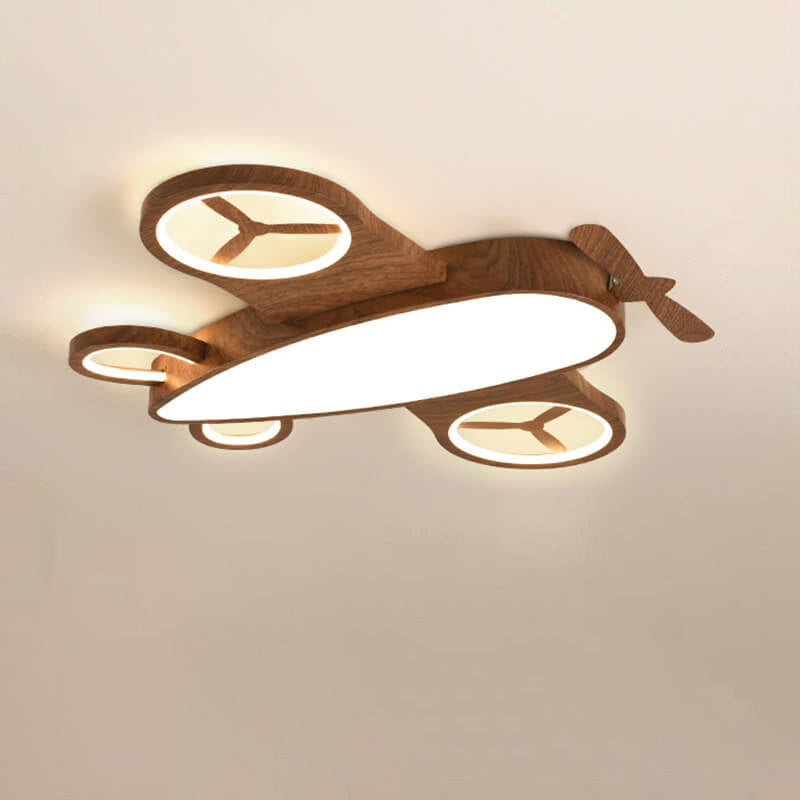 Cartoon Kreative Holzmaserung Flugzeug LED Kinder Unterputz Deckenleuchte