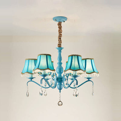 Modern Creative Cone Iron Crystal Fabric 5/6/8 Light Chandelier