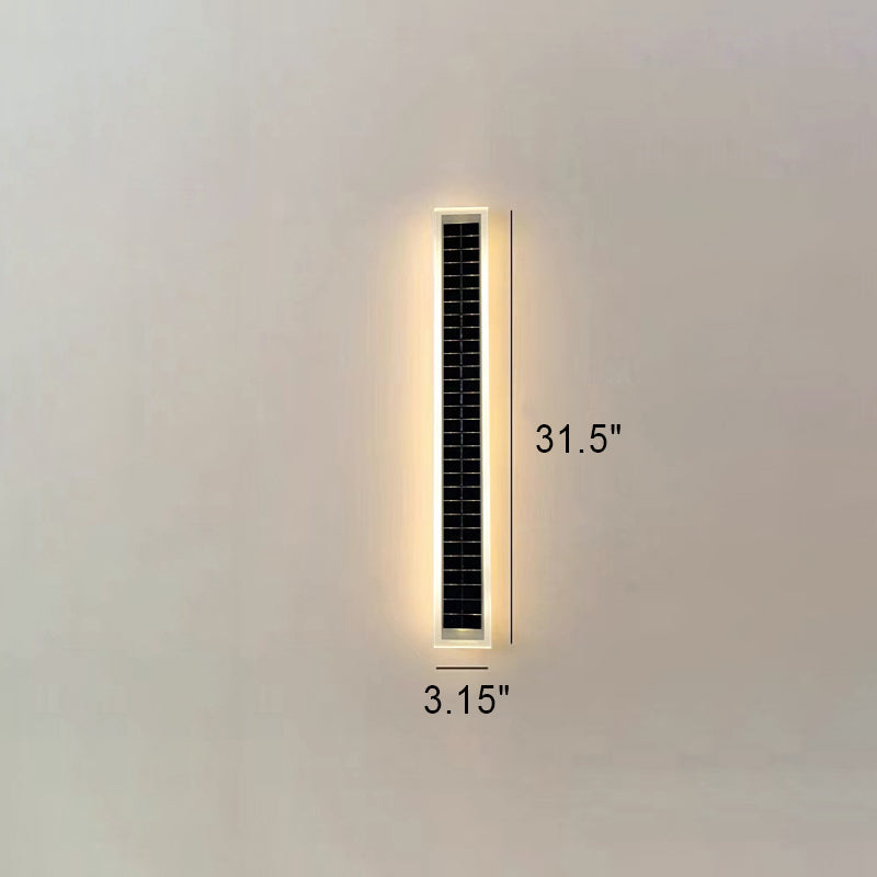 Minimalist Outdoor Solar Rectangular Strip Waterproof Patio LED Wall Sconce Lamp