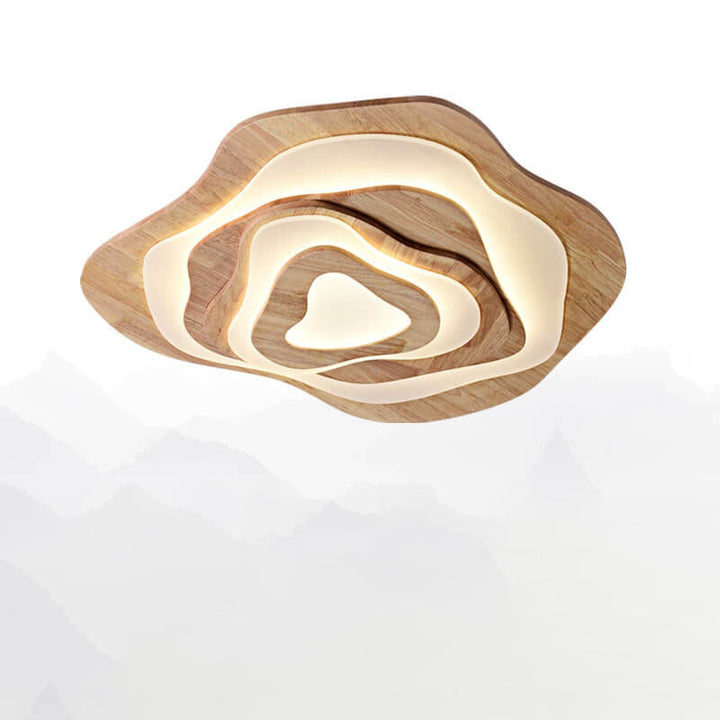 Luz de techo LED montada al ras geométrica redonda de madera maciza china moderna 