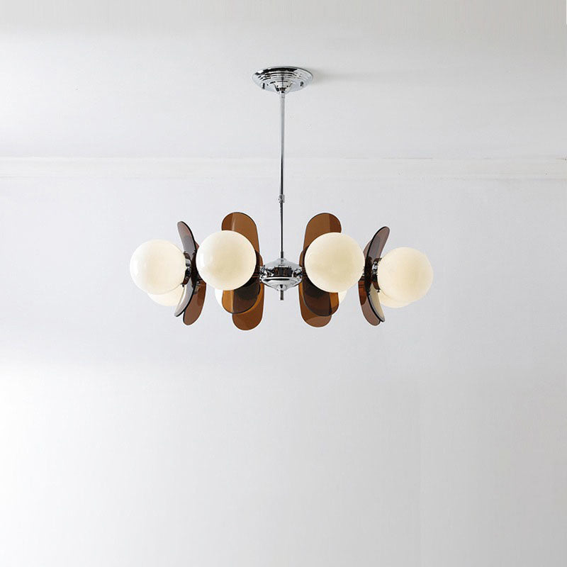 Moderner Mid-Century Acryl Magic Bean Glasschirm 3/5/6/8-Licht Kronleuchter für Wohnzimmer