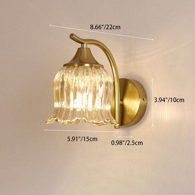 Traditional French Floral Hardware Glass 1-Light Wall Sconce Lamp For Bedroom