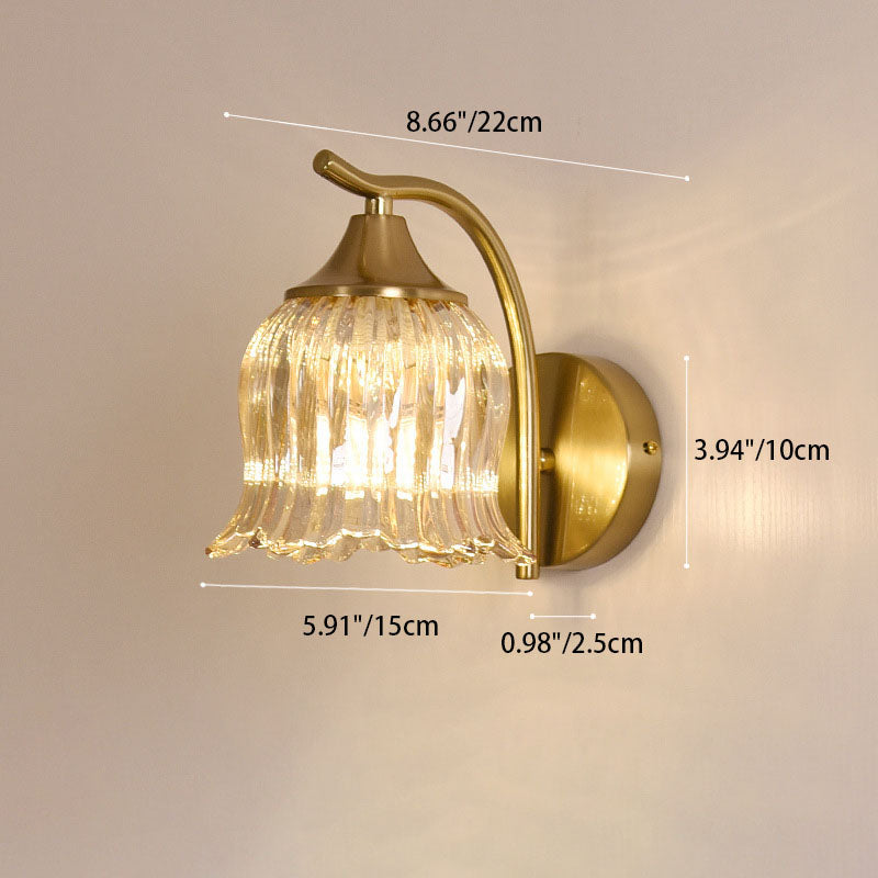 Traditional French Floral Hardware Glass 1-Light Wall Sconce Lamp For Bedroom