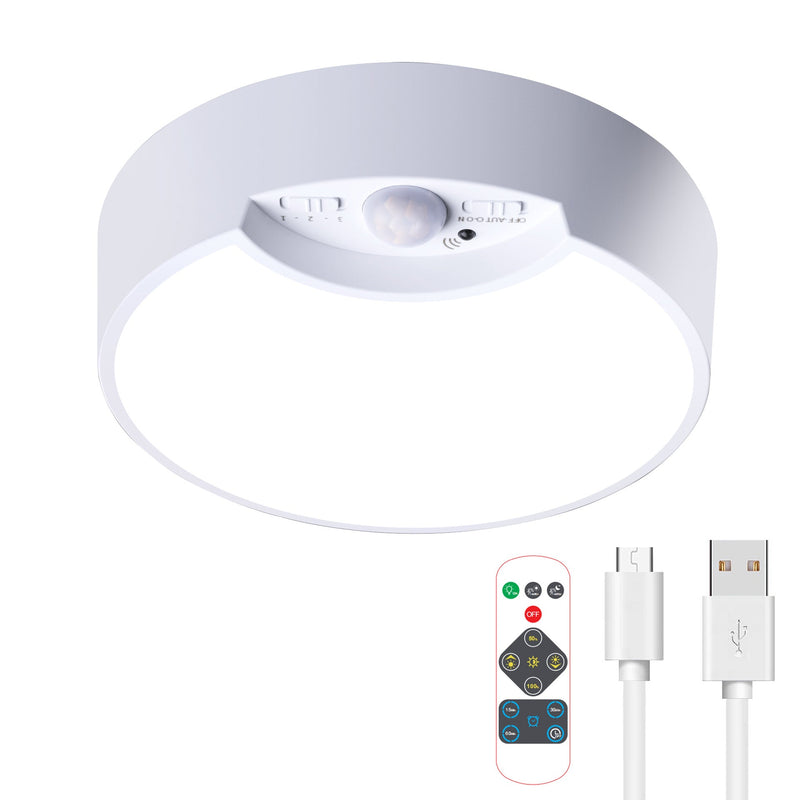 Simple White Round Motion Sensor LED Flush Mount Ceiling Light