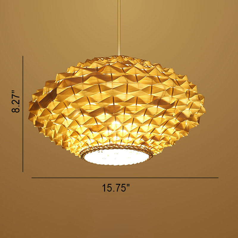 Modern Chinese Rattan Weaving Pineapple 1-Light Pendant Light