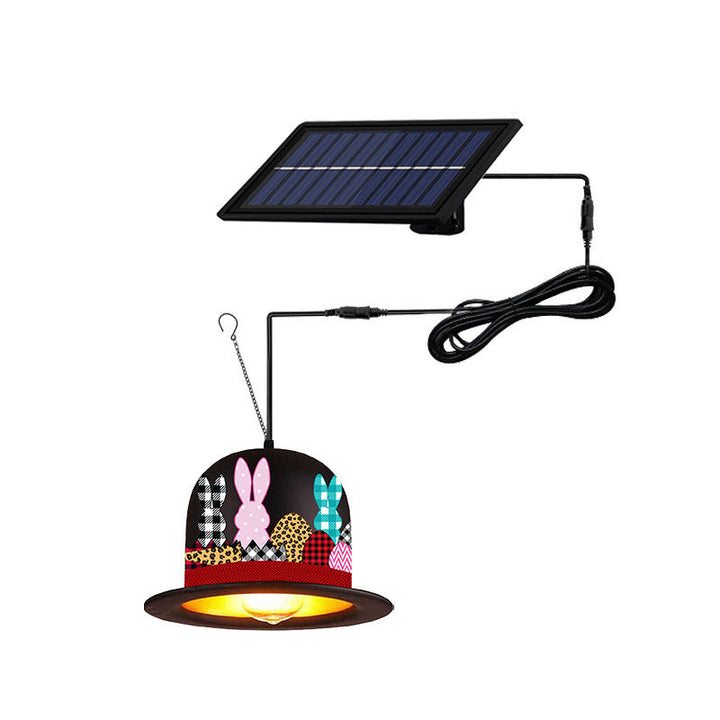 Décoration de chapeau de Pâques solaire extérieure avec lumière LED à pendentif 