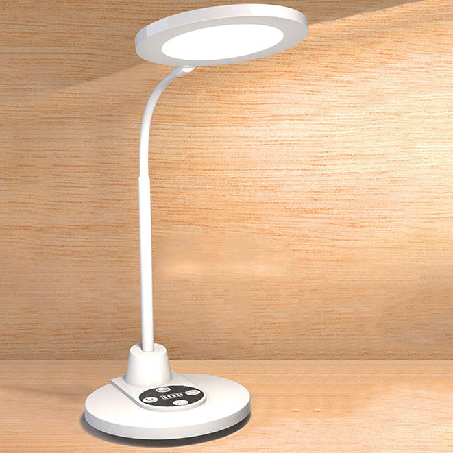 Lampe de table LED de protection des yeux en plastique blanc pur moderne 