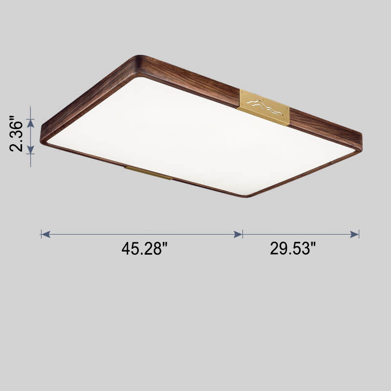 Moderne LED-Deckenleuchte mit runder quadratischer Geometrie aus massivem chinesischem Nussbaumholz 