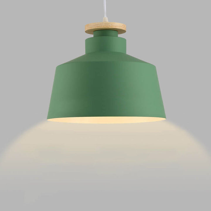 Lámpara Colgante de 1 Luz con Cúpula de Cono de Madera y Aluminio Simple Nórdico 