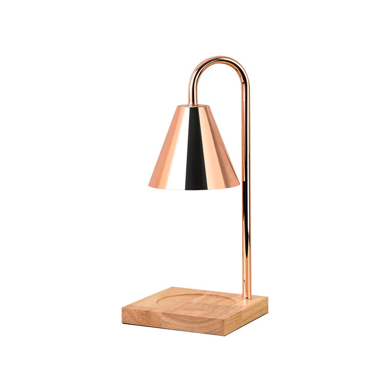 Contemporary Creative Conical Metal Shade Wooden Base 1-Light Melting Wax Table Lamp For Bedroom