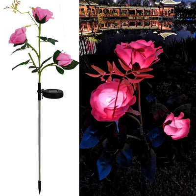 Creative Simulation Rose Decoration Solar Outdoor Lawn LED Garden Ground Insert Landscape Light