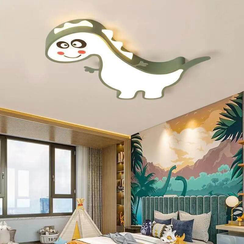 Plafonnier LED en fer acrylique avec dessin animé de dinosaures enfantins modernes, plafonnier encastré 