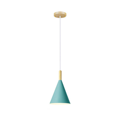 Nordische minimalistische Macaron Kegel Holz 1-Licht Pendelleuchte