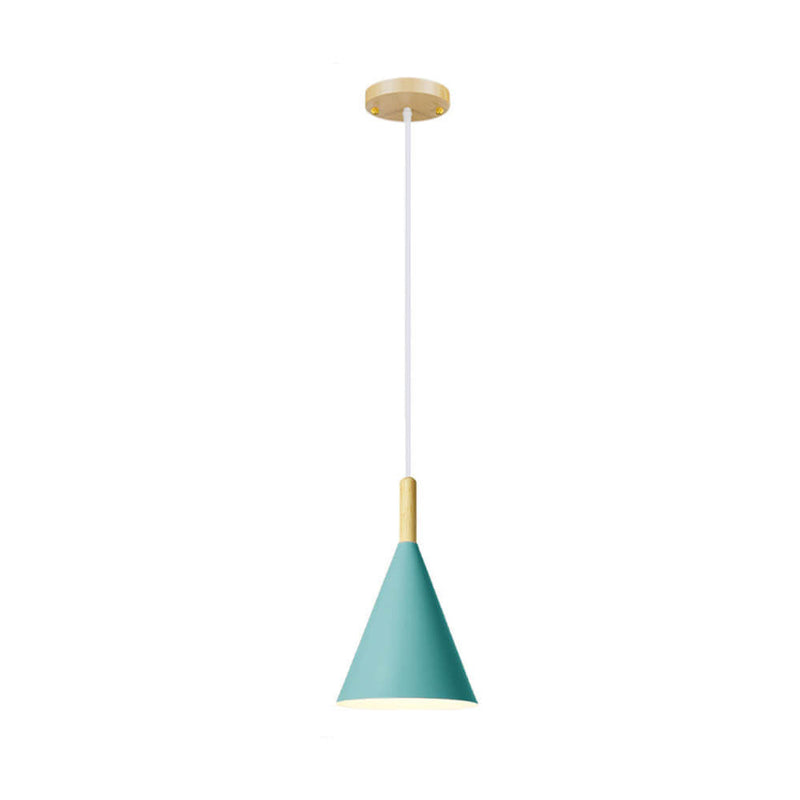 Nordische minimalistische Macaron Kegel Holz 1-Licht Pendelleuchte