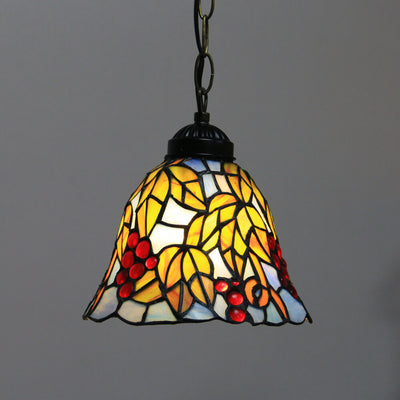 Tiffany Rustic Rose Beads Stained Glass 1-Light Pendant Light