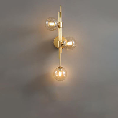 Europäische Vintage minimalistische Orb Hardware Glas 3-Licht-Wandleuchte 