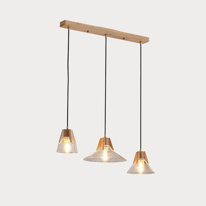 Lámpara de Isla de Cono de Vidrio de Tronco Japonés Vintage 1/3 Luces Candelabro 