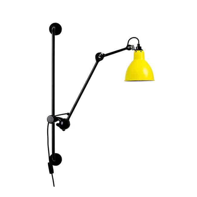 Lampe murale industrielle vintage à bras oscillant à long poteau en fer à 1 lumière 