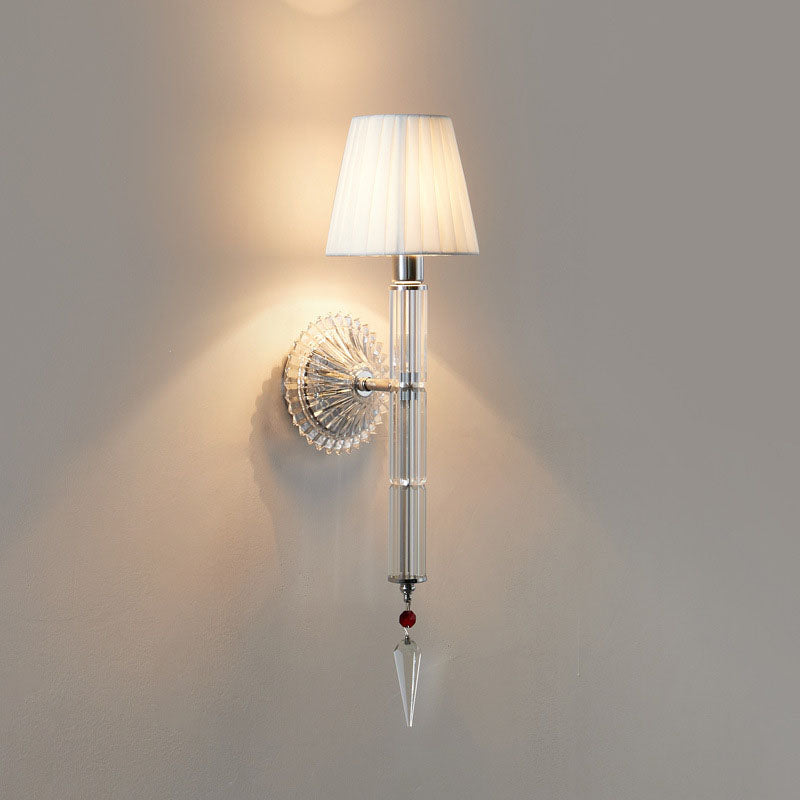European Vintage Light Luxury Crystal Fabric 1-Light Wall Sconce Lamp