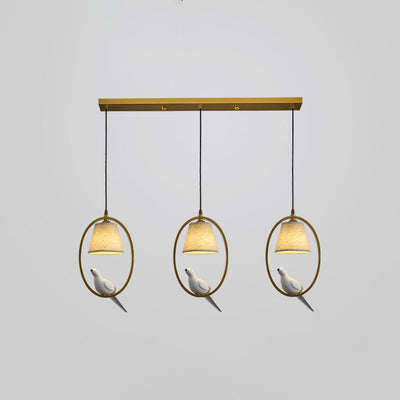 Nordic Minimalist Bird Fabric Circle 1/3 Light Island Light Chandelier