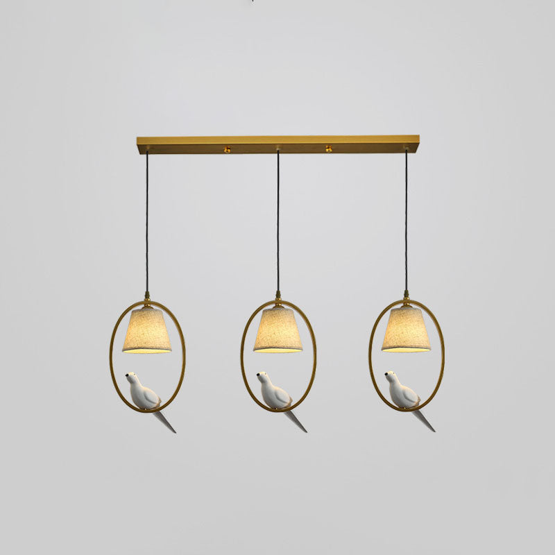 Nordic Minimalist Bird Fabric Circle 1/3 Light Island Light Chandelier