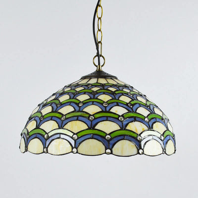 European Vintage Tiffany Glass Hardware 1-Light Pendant Light