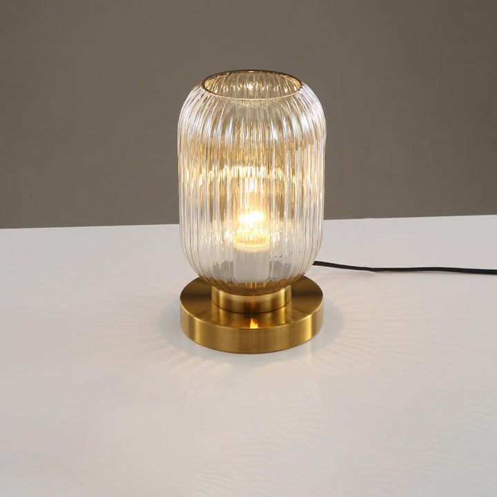 Nordic Striped Glass Oval Design 1-Light Table Lamp